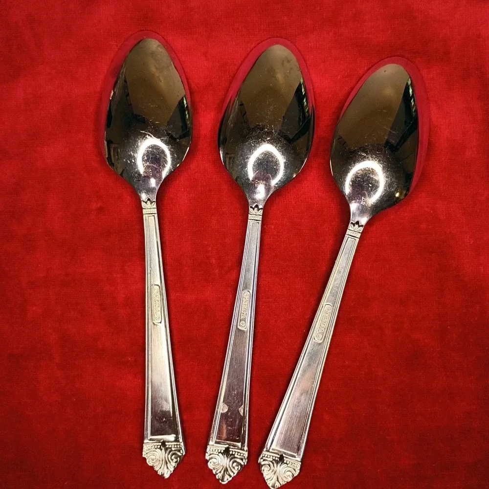 3 Soup Spoon Oneida Eave Glossy Stainless Flatware 7 1/8